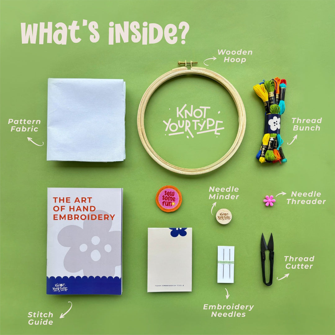 Beginner's Friendly DIY Embroidery Learning Kit - Stitches & Flowers
